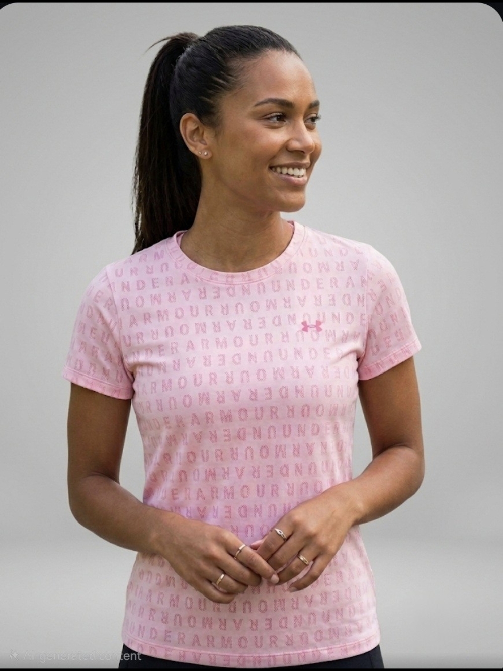 Under Armour Pink Short-Sleeve Performance Tee with Logo Print